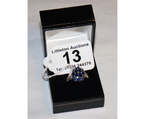 White gold sapphire &amp; diamond ring - Estimate £130 to £170