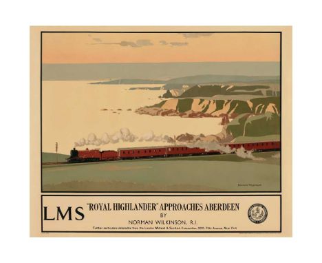 Norman Wilkinson (1878 – 1971) "Royal Highlander" Approaches Aberdeen lithographic poster, c.1927, condition B; backed on lin