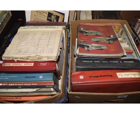 Approximately 40 books relating to motoringTo include service manuals for Triumph Herald, Vitess and Spitfire, Perkins diesel