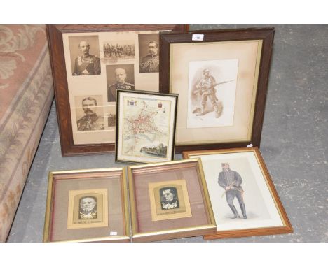 A framed picture of British Commanders in South Africa during the Boer WarAlong with further black and white print of a Boer 