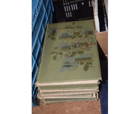 'The Navy and Army illustrated'Six volumes first dated Friday, 20th December 1895, bound in green cloth with coloured and gil