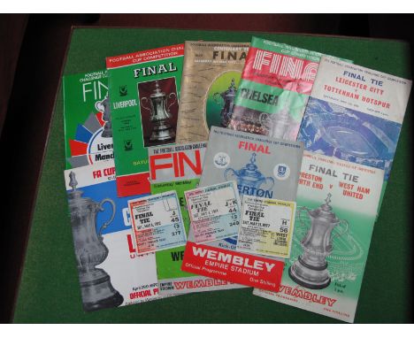 FA Cup Final Programmes, 1972, 74, 77 each with ticket, 61, 64, 66, 68, 70 plus replay.