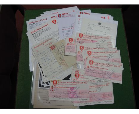 Rotherham United Club Correspondence, scout ticket request lists, referees report, cheques, photos, proposed training facilit