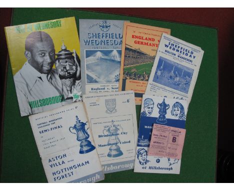 Hillsborough- As a Venue for Programmes, FA Cup Semi Finals 1957, 59, 65 plus ticket, England v Scotland 1955, Wednesday v Bo