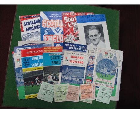 Scotland v. England Programmes 1960, 58, (both with tickets) 50 plus 2 Pirates, 54, 72 and Wembley Games for 1951, 55, 57 bot