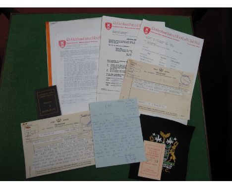 Rotherham United 1966-7 Directors Season Ticket  and Blazer Badge, 53-4 supporters booklet, correspondence relating to transf