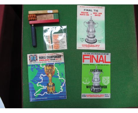 1964 F.A. Cup Final Preston v. West Ham Programme, Ticket and Detached Stub, '68 Final programme, World Cup '66 Tournament br