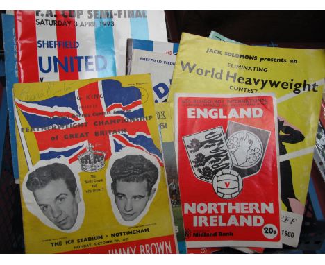 Boxing Programmes, 1957 Hill v. Brown, Bygraves v. Erskine, 1960 Cooper v. Miteff, Pele at Wednesday 1972, Sheffield Wembley 