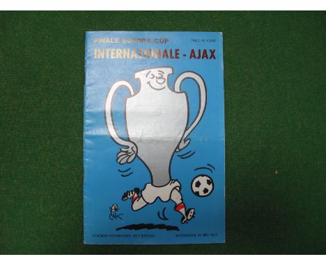 1972 European Cup Final Programme, Internazionale v Ajax played at Feyenoord, Rotterdam dated 31.5.1972 (light horizontal cre