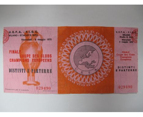 1970 European Cup Final, Glasgow Celtic v Feyenoord, ticket for the match played 6.5.1970 at Stadio San Siro (match details i