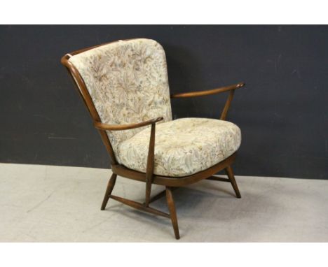 Ercol Stick Back Armchair with Cushioned Seat and Back