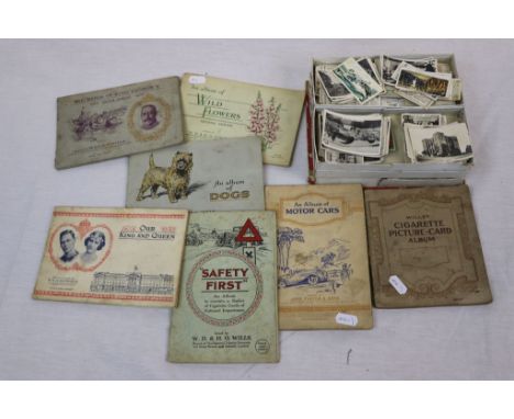 Rowntree's cardboard box of mixed vintage Cigarette cards and several Albums