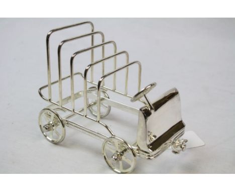 Silver plated toast rack in the form of a vintage car 