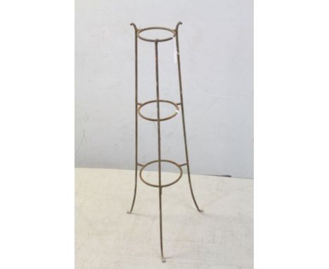 Vintage Wrought Iron Three Tier Plant Pot Stand, 94cms high