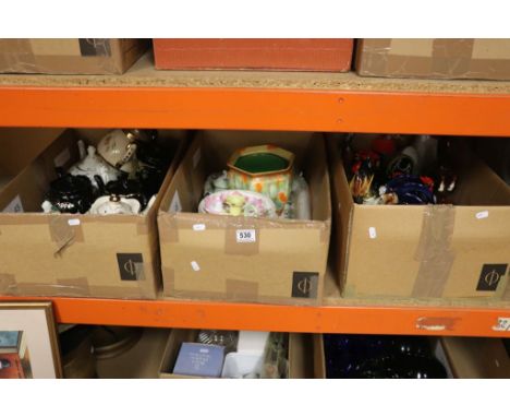 Three boxes of mixed vintage Ceramics to include 19th Century teapots, Egg cups, ceramic Chickens etc