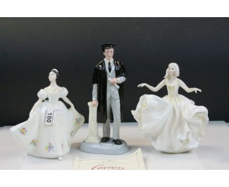 Three boxed Royal Doulton Ceramic Figurines to include'; HN2789 Kate, HN3017 The Graduate &amp; HN2734 Sweet Seventeen