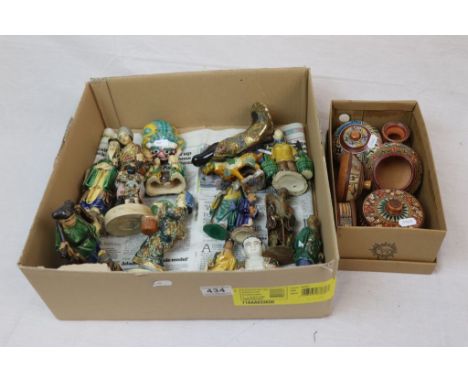 Collection of Chinese &amp; Japanese ceramic figures &amp; a collection of South American hand painted ceramic pots