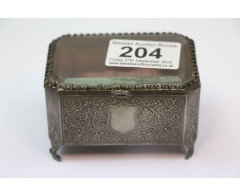 French ' Brevete '  Ring / Trinket Casket with Hinged Glass Lid and Cushioned Base, marked to base ' E.L. Brevete, S.G.D.G '