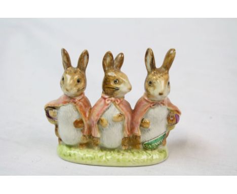 Vintage Beswick ceramic Beatrix Potter model "Hopsy, Mopsy &amp; Cotton Tail" with Gold back stamp to base