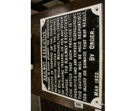 Vintage railway sign Railway Executive dated march 1922 