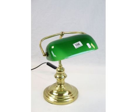 Edwardian Style Bankers / Desk Lamp with Green Glass Shade