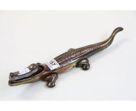 Cast Iron Lustre Crocodile nutcracker 