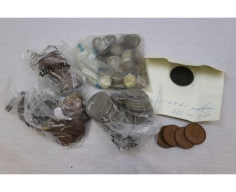 Bag of mixed vintage UK coins to include Silver Threepences