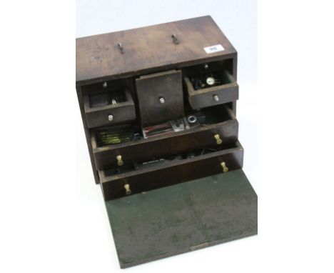 Early 20th century Wooden Cased Engineers Multi-Drawer Cabinet containing various engineers tools