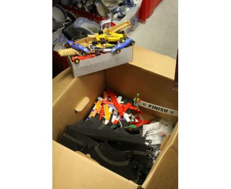 Large box of vintage Scalextric  to include Cars