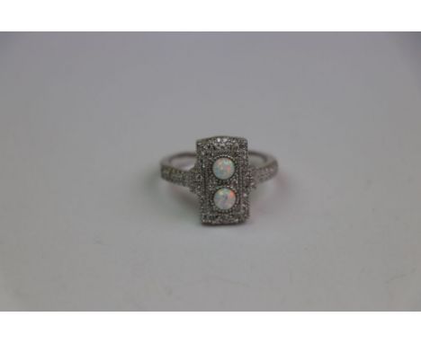 Silver opal dress ring