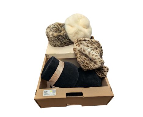 Vintage faux and real fur ladies hats, including a Mitzi Lorenzo and two Edna Wallace examples, etc