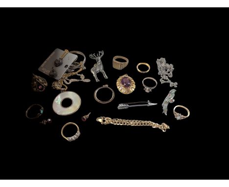 9ct gold bracelet, 9ct gold opal ring and a collection of costume jewelleryCondition Report:9ct stone set approx 1.5 grams, n