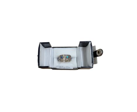 Silver opal filigree design band ring, boxed Condition Report:Size P