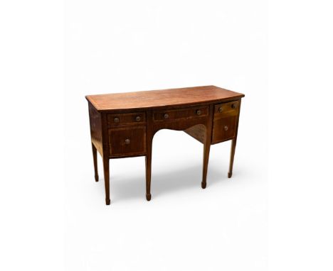 1:12 scale miniature Regency design bow front sideboard by John J Hodgson, signed to reverse, H7cm