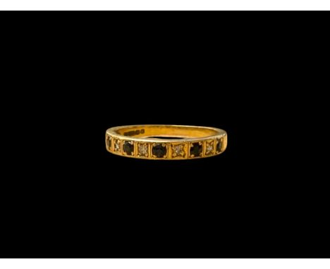 9ct gold sapphire and diamond half hoop ring, hallmarked Condition Report:Approx 2.2 grams, size O