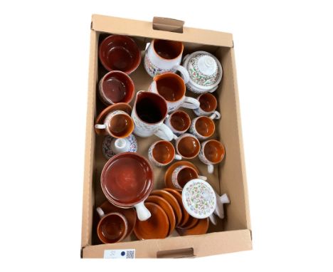 Moroccan coffee service, including cups, saucers, jugs etc, decorated with floral patterns  