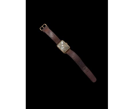 1920s 18ct gold cased manual wind wristwatch, on leather strap with 18ct gold buckle, with Glasgow import marks 1922Condition