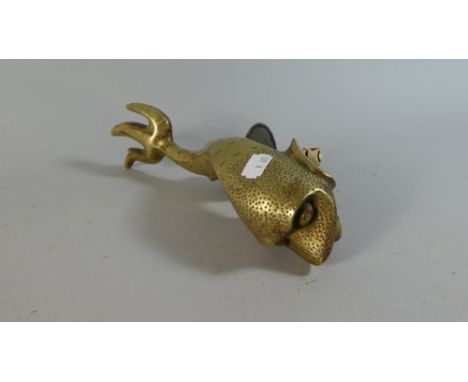 A Heavy Brass Continental Door Knocker in the Form of a Dolphin, Signed Malta, 26cm Long  