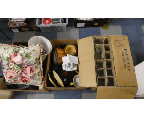Three Boxes of Sundries to Include Hornsea China, Glassware, Light Shades etc
