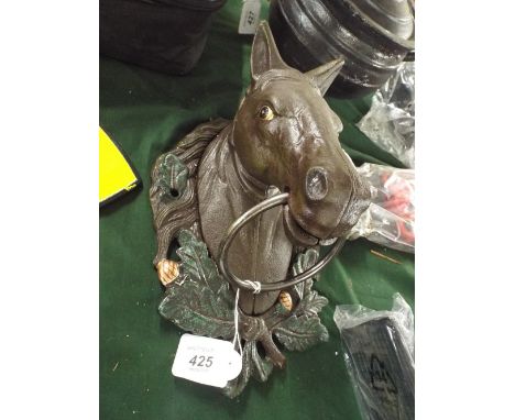 A Horses Head Wall Mounting Cast Metal Ring Tie (Plus VAT)