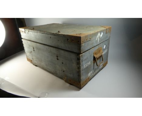 A Military Metal Mounted Ammunition Case, 60cm Wide