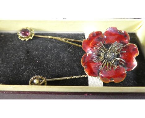 Three Jewelled Stick Pins