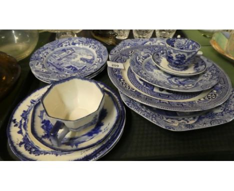 A Tray of Blue and White China to Include Royal Doulton Norfolk, Copeland Spode Italian, Woods English Scenery 