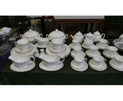 A Large Collection of Royal Worcester Contessa Pattern Tea and Dinnerwares Comprising Eight Dinner Plates, Two Lidded Tureens