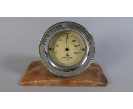 A Coronation 1953 Souvenir, The Rototherm Thermometer on Marble Plinth, 16cm Long