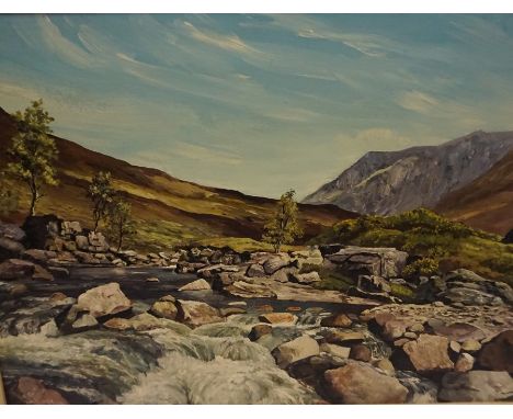 R Keith Fraser (Scottish 20th Century) "River Etive Inverness-shire" Oil on Board, 39 x 55cm, framed