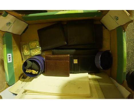 A Mixed Lot of Collectables, To include three enamel vesta boxes, an owl ornament in box, leather wallets etc