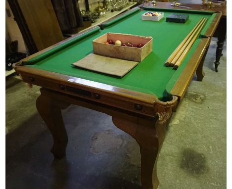 An Antique Oak Framed 6ft Billiard/Dining Table by E.J Riley Ltd Accrington, The height lowers to become a dining table, with