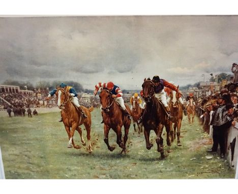 "The Kings Derby 1909" Sporting Print, 39 x 58cm, framed