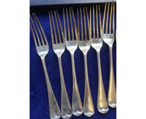 A Part Suite of Silver Cutlery, Hallmarks for Walker &amp; Hall Sheffield, To include dessert spoons, soup spoons, table fork